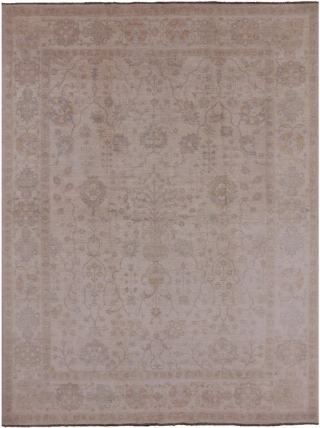 Ivory Peshawar Handmade Wool Rug - 7' 9" X 10' 1" - Golden Nile