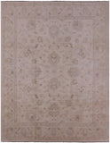 Ivory Peshawar Hand Knotted Rug - 7' 10" X 9' 10" - Golden Nile