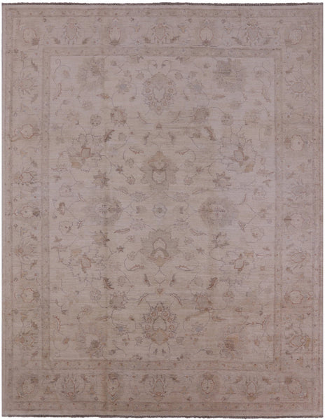 Ivory Peshawar Hand Knotted Rug - 7' 10" X 9' 10" - Golden Nile