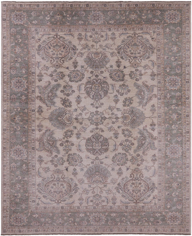 Ivory Peshawar Handmade  Wool Area Rug - 8' 2