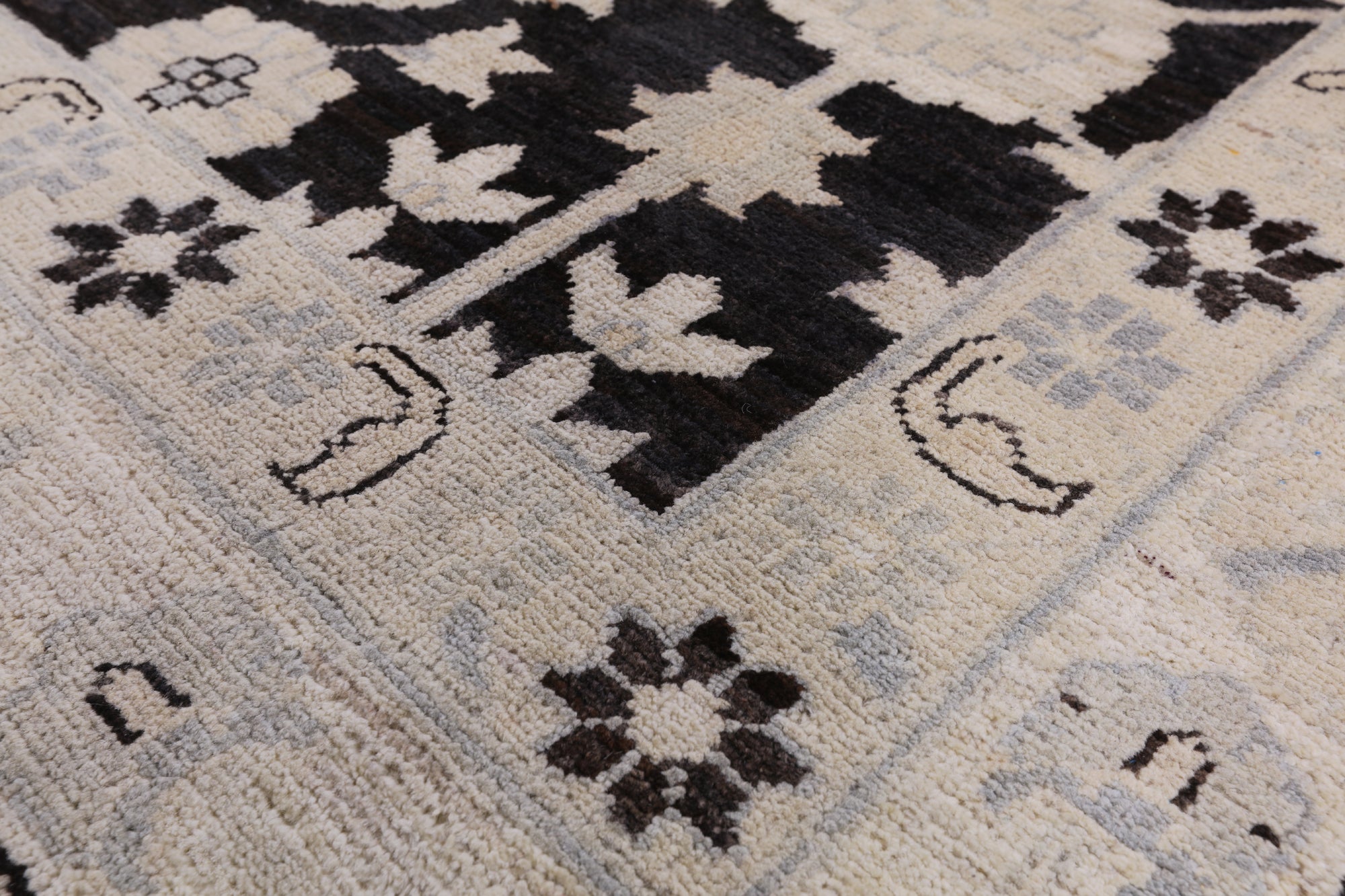 Black Chobi Peshawar Handmade Wool Rug - 8' 3" X 9' 7" - Golden Nile