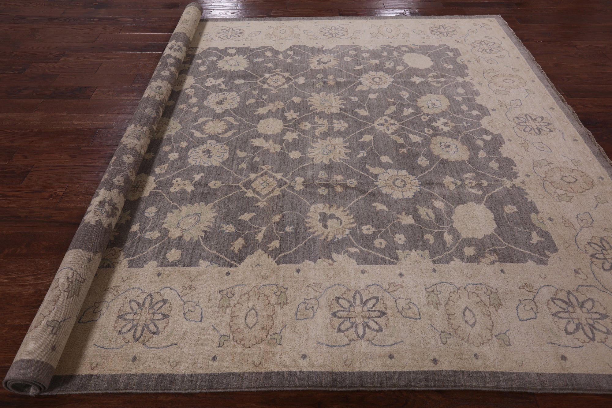 Grey Peshawar Hand-Knotted Wool Rug - 8' 2" X 9' 10" - Golden Nile