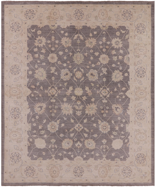 Grey Peshawar Hand-Knotted Wool Rug - 8' 2" X 9' 10" - Golden Nile