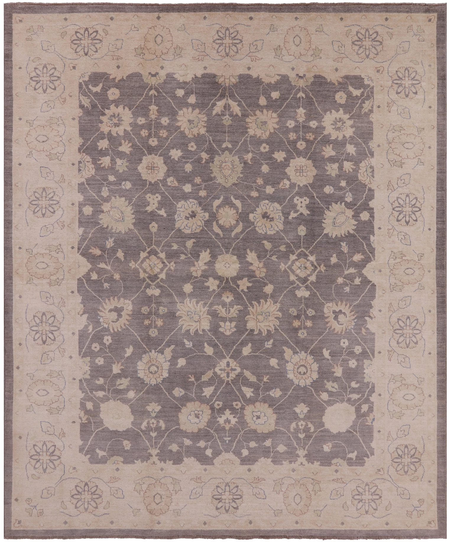 Grey Peshawar Hand-Knotted Wool Rug - 8' 2" X 9' 10" - Golden Nile