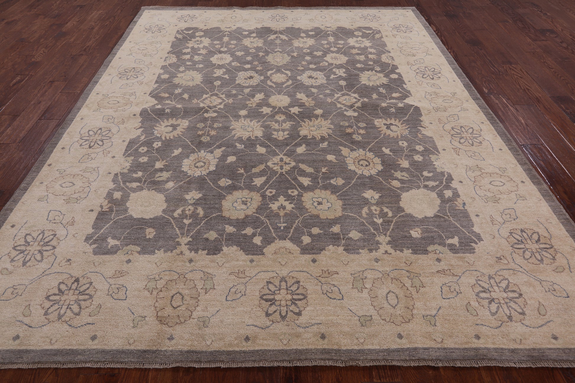 Grey Peshawar Hand-Knotted Wool Rug - 8' 2" X 9' 10" - Golden Nile