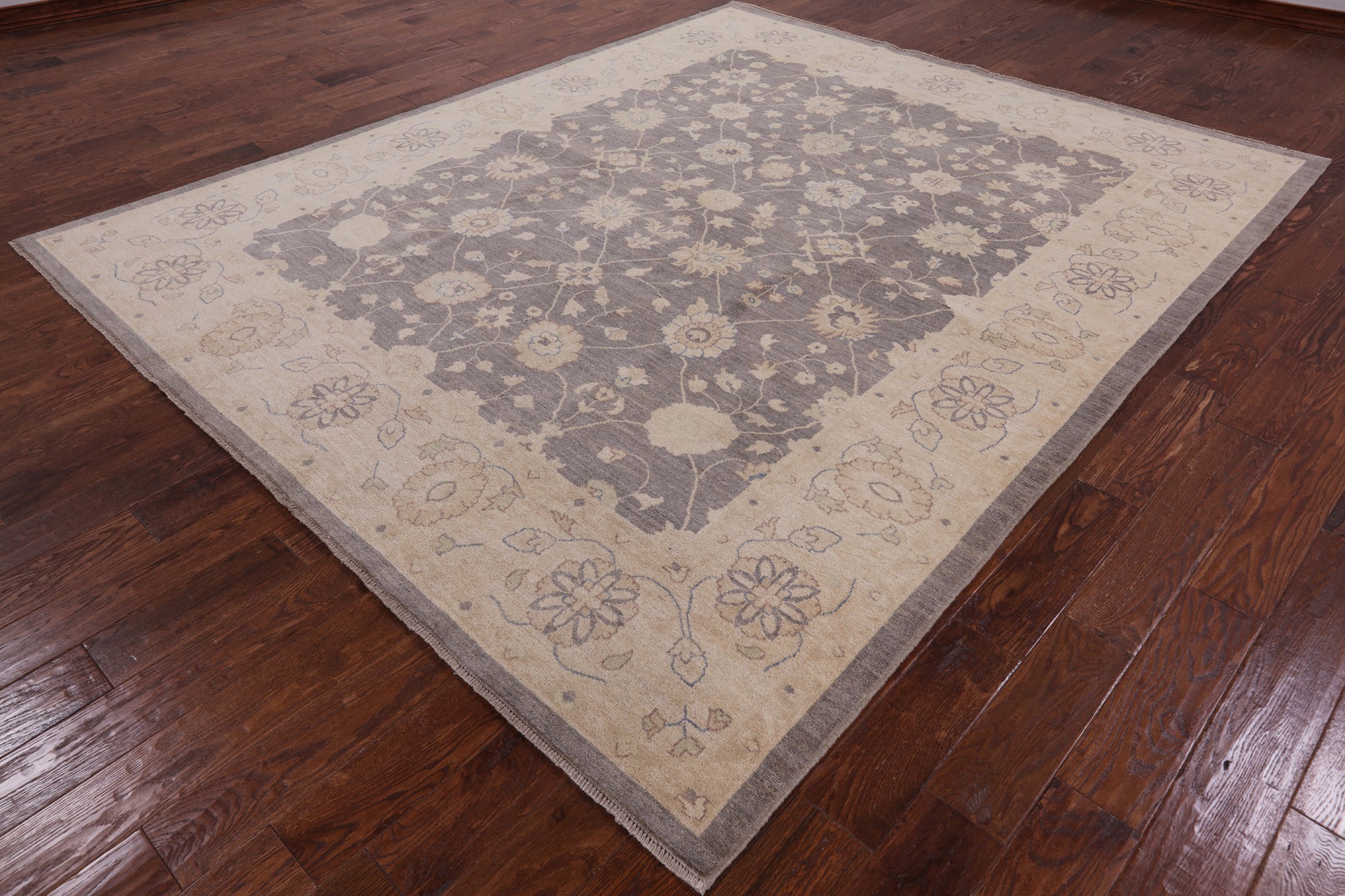 Grey Peshawar Hand-Knotted Wool Rug - 8' 2" X 9' 10" - Golden Nile