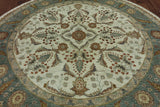 8' Round Chobi Peshawar Hand Knotted Rug - Golden Nile