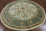 8' Round Chobi Peshawar Hand Knotted Rug - Golden Nile