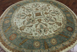 8' Round Chobi Peshawar Hand Knotted Rug - Golden Nile