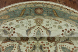 8' Round Chobi Peshawar Hand Knotted Rug - Golden Nile