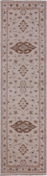 Ivory Peshawar Handmade Wool Runner Rug - 2' 7" X 10' 0" - Golden Nile
