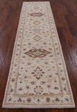 Ivory Peshawar Handmade Wool Runner Rug - 2' 7" X 10' 0" - Golden Nile