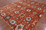 Orange Persian Fine Serapi Handmade Wool Rug - 8' 0" X 10' 0" - Golden Nile