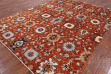 Orange Persian Fine Serapi Handmade Wool Rug - 8' 0" X 10' 0" - Golden Nile