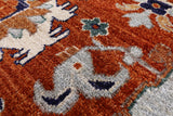 Orange Persian Fine Serapi Handmade Wool Rug - 8' 0" X 10' 0" - Golden Nile