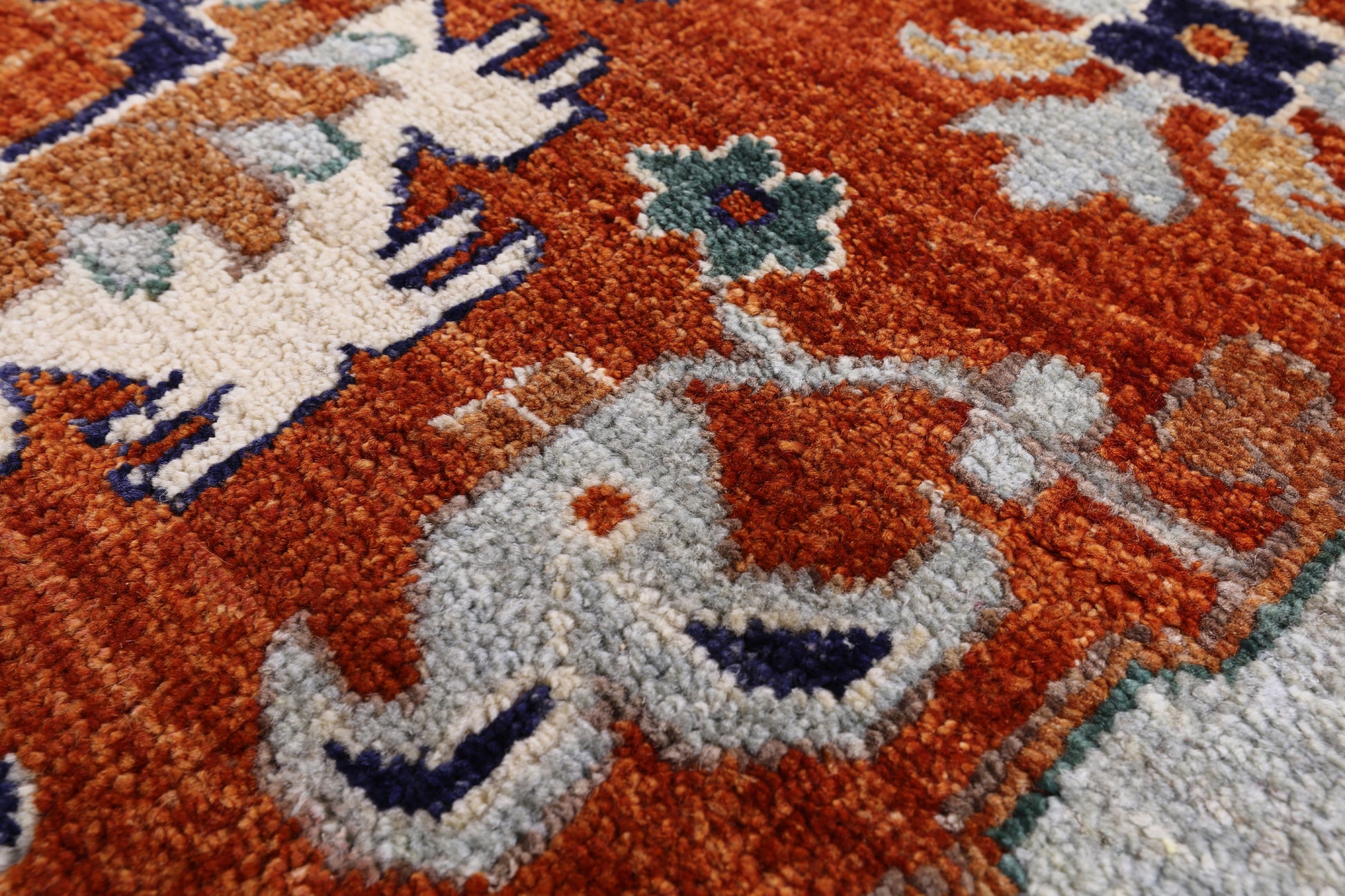 Orange Persian Fine Serapi Handmade Wool Rug - 8' 0" X 10' 0" - Golden Nile