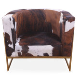 One Of A Kind Cowhide Accent Barrel Chair - Golden Nile