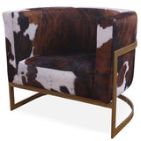 One Of A Kind Cowhide Accent Barrel Chair - Golden Nile