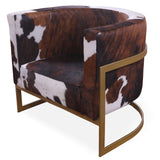 One Of A Kind Cowhide Accent Barrel Chair - Golden Nile