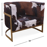 One Of A Kind Cowhide Accent Barrel Chair - Golden Nile