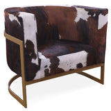 One Of A Kind Cowhide Accent Barrel Chair - Golden Nile