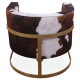 One Of A Kind Cowhide Accent Barrel Chair - Golden Nile