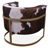 One Of A Kind Cowhide Accent Barrel Chair - Golden Nile