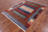 Persian Gabbeh Tribal Hand Knotted Wool Rug - 5' 9" X 7' 11" - Golden Nile