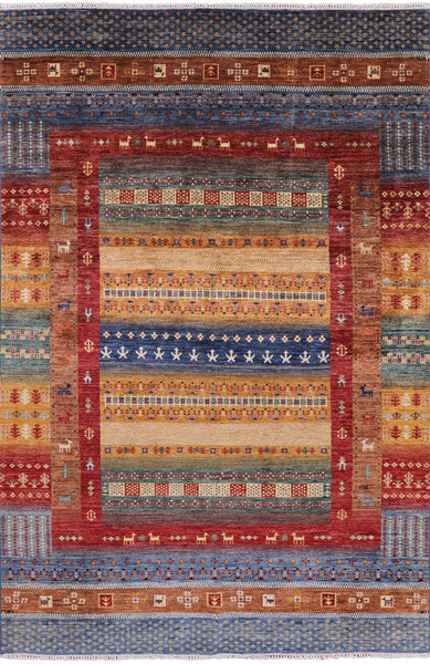 Tribal Gabbeh Handmade Wool Area Rug - 6' 7" X 9' 10" - Golden Nile