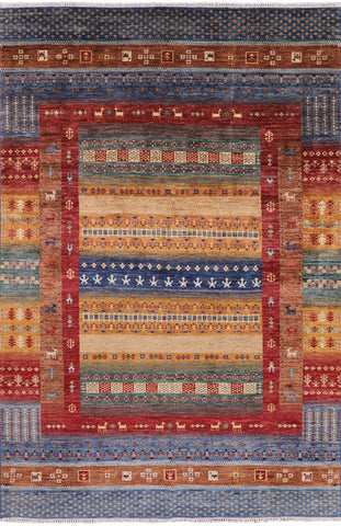 Tribal Gabbeh Handmade Wool Area Rug - 6' 7