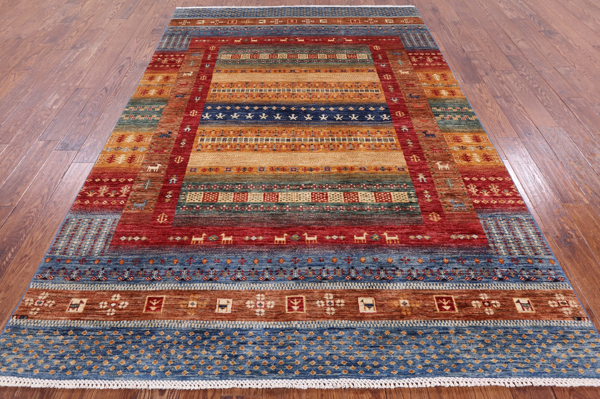 Tribal Gabbeh Handmade Wool Area Rug - 6' 7" X 9' 10" - Golden Nile