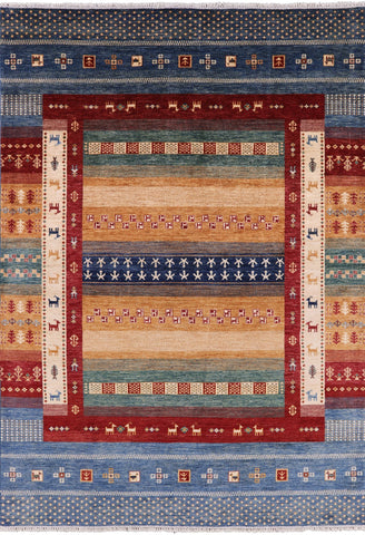 Tribal Persian Gabbeh Hand Knotted Wool Area Rug - 7' 0