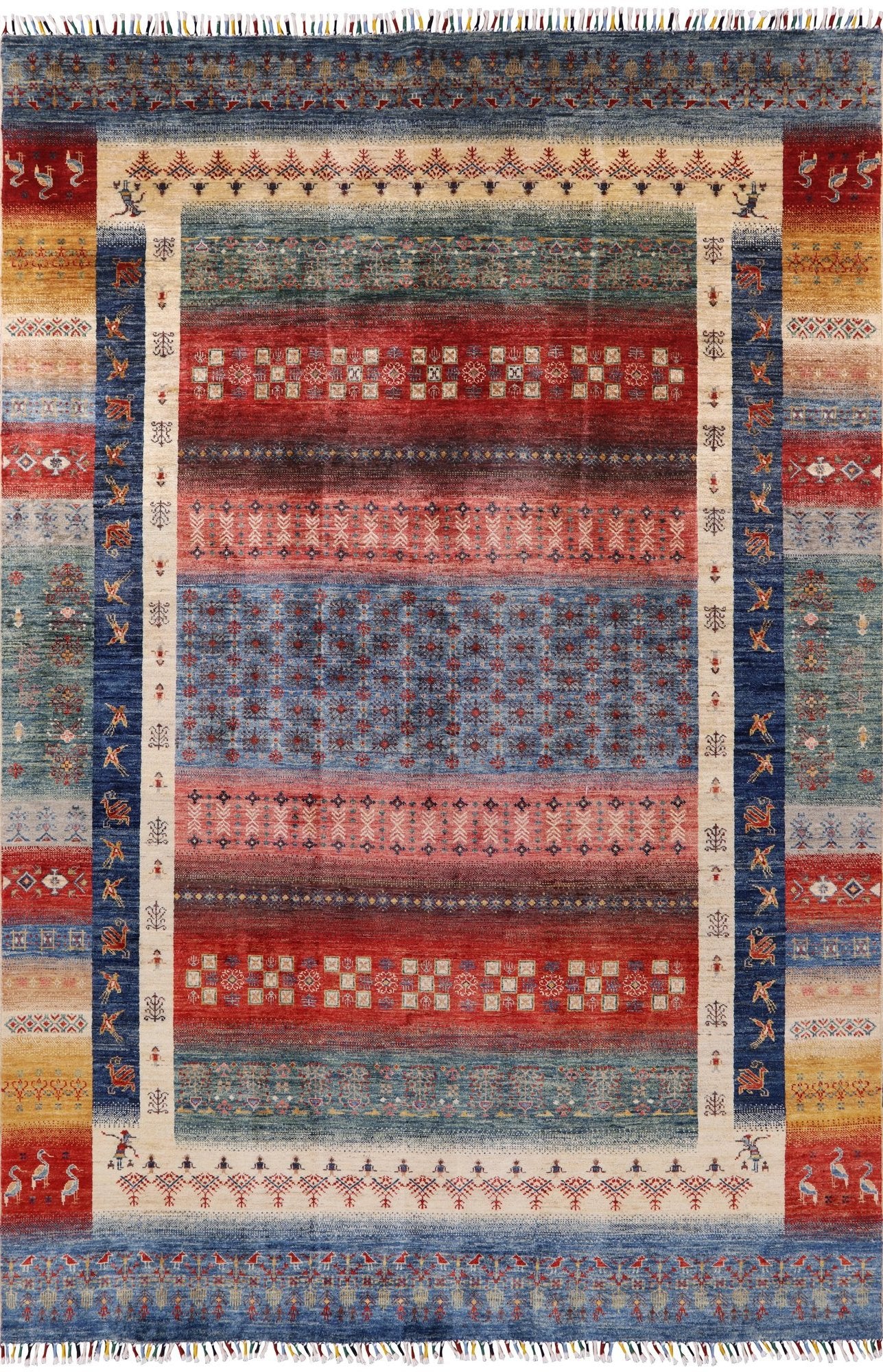 Tribal Persian Gabbeh Hand Knotted Wool Rug - 6' 6" X 9' 9" - Golden Nile