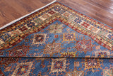 Blue Super Kazak Hand Knotted Wool Area Rug - 8' 0" X 10' 0" - Golden Nile