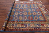 Blue Super Kazak Hand Knotted Wool Area Rug - 8' 0" X 10' 0" - Golden Nile