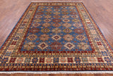 Blue Super Kazak Hand Knotted Wool Area Rug - 8' 0" X 10' 0" - Golden Nile