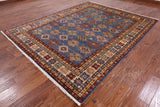 Blue Super Kazak Hand Knotted Wool Area Rug - 8' 0" X 10' 0" - Golden Nile