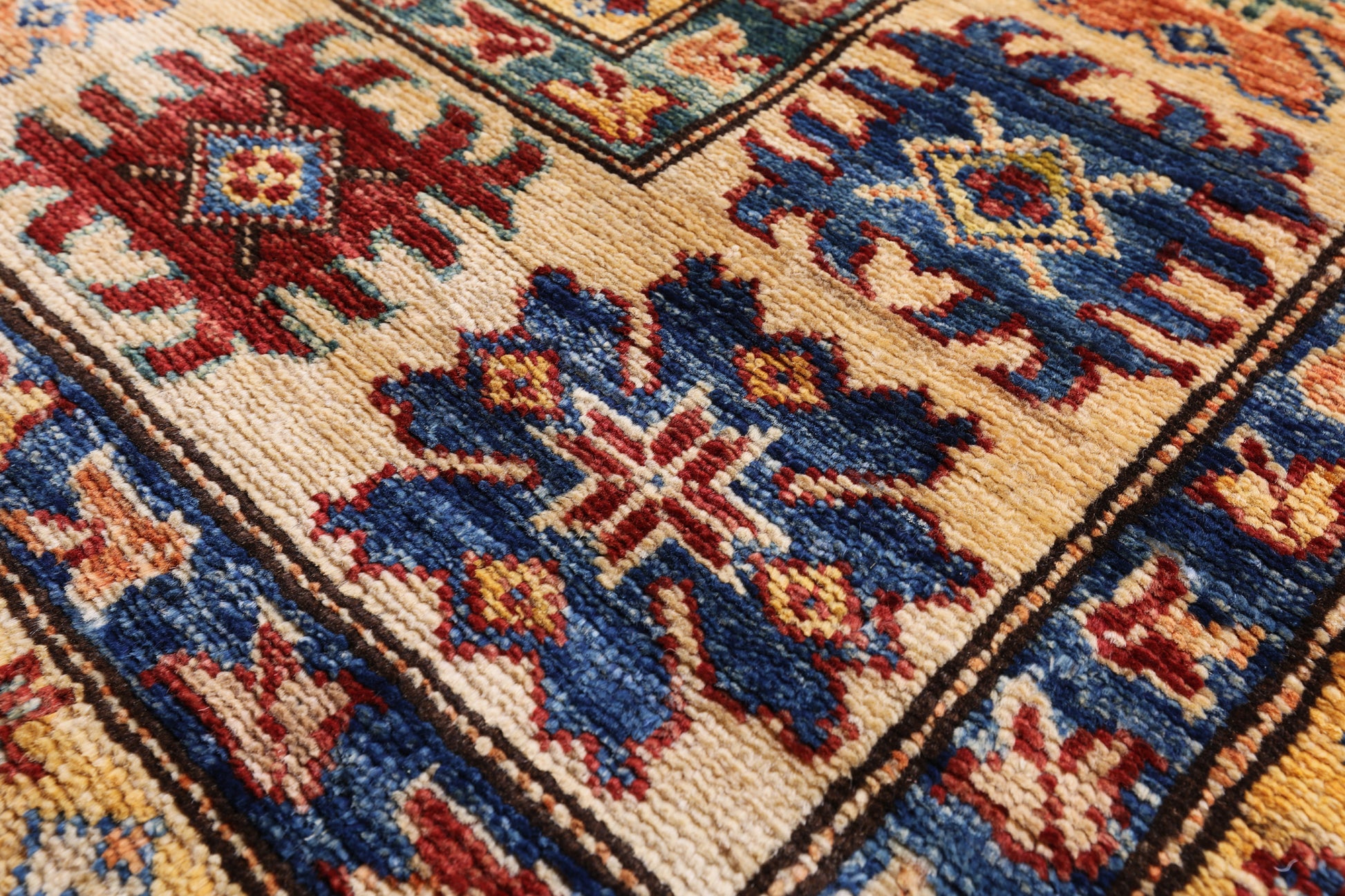 Blue Super Kazak Hand Knotted Wool Area Rug - 8' 0" X 10' 0" - Golden Nile