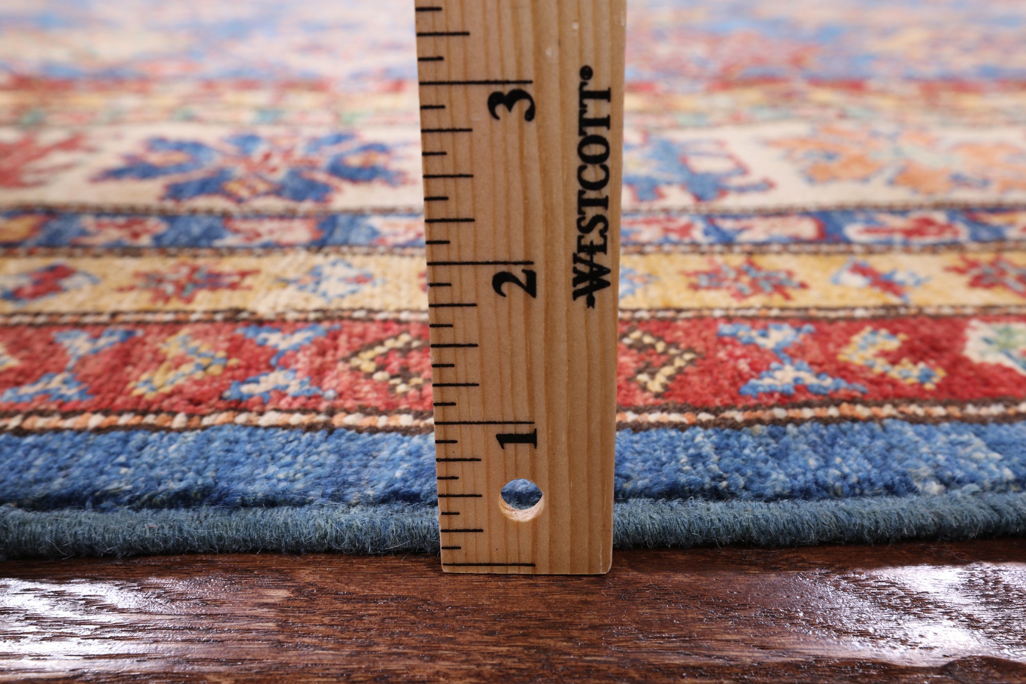 Blue Super Kazak Hand Knotted Wool Area Rug - 8' 0" X 10' 0" - Golden Nile