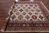 Ivory Super Kazak Hand Knotted Wool Area Rug - 7' 10" X 9' 11" - Golden Nile