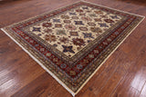 Ivory Super Kazak Hand Knotted Wool Area Rug - 7' 10" X 9' 11" - Golden Nile