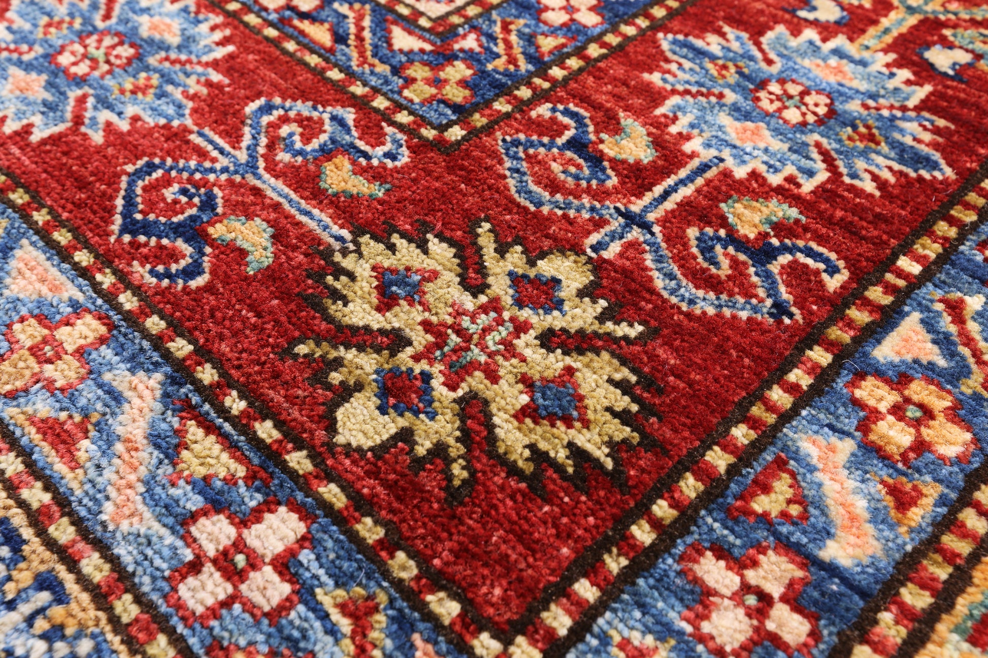 Ivory Super Kazak Hand Knotted Wool Area Rug - 7' 10" X 9' 11" - Golden Nile