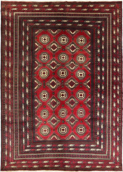 Red Afghan Wool On Wool Rug 7 X 9 - Golden Nile