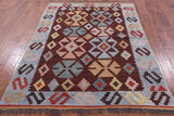 Kilim Flat Weave Wool Rug - 5' 3" X 7' 2" - Golden Nile