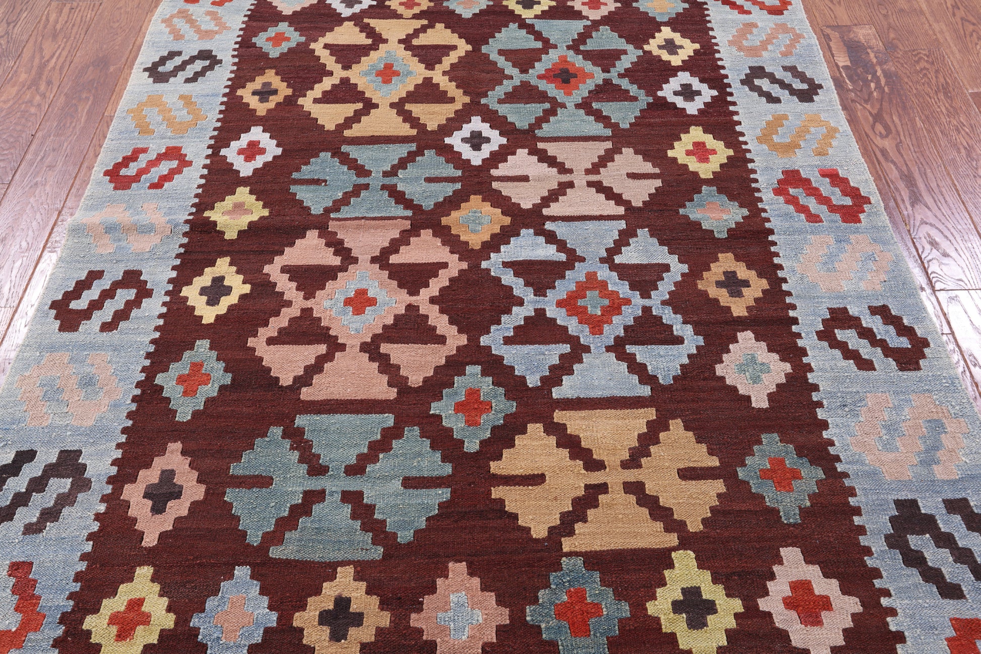 Kilim Flat Weave Wool Rug - 5' 3" X 7' 2" - Golden Nile