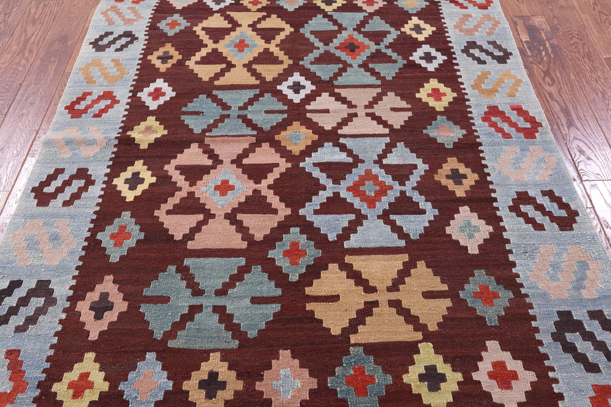 Kilim Flat Weave Wool Rug - 5' 3" X 7' 2" - Golden Nile