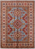 Blue Super Kazak Hand Knotted Rug - 5' 10" X 8' - Golden Nile