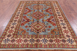 Blue Super Kazak Hand Knotted Rug - 5' 10" X 8' - Golden Nile