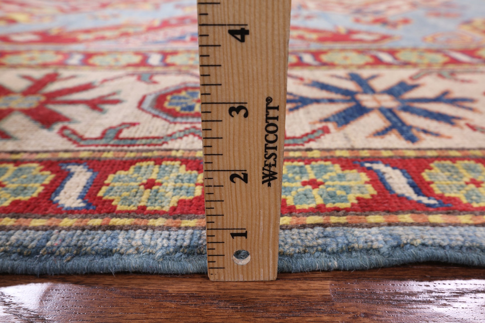 Blue Super Kazak Hand Knotted Rug - 5' 10" X 8' - Golden Nile