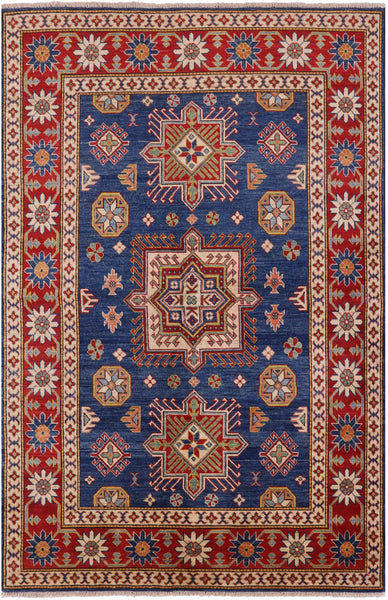 Kazak Hand-Knotted Rug - 5' 8" X 8' 8" - Golden Nile